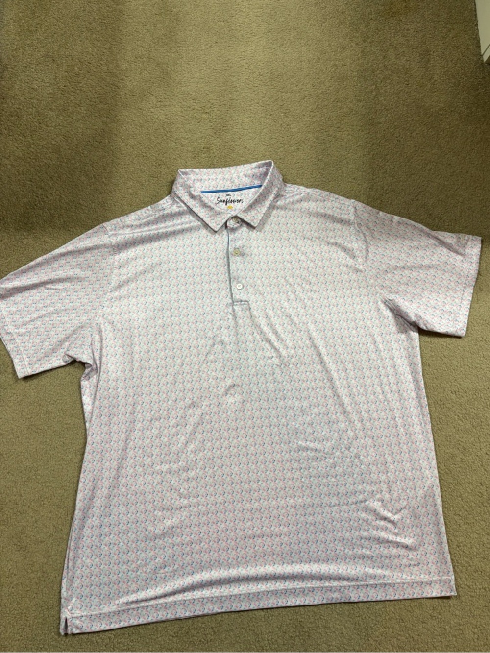 Men's Light Pink Micro-Pattern Performance Polo